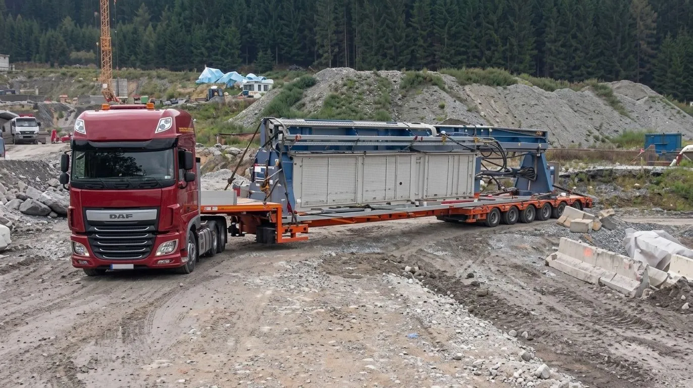 Maschinentransport per Tieflader mit Filterpresse